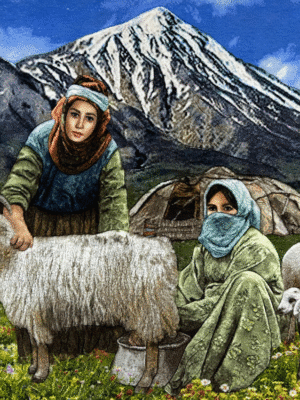 تابلو فرش تبریز طرح کوچ عشایر
