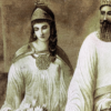 تابلو فرش تبریز طرح کوروش و ماندانا 60 رج - Image 2