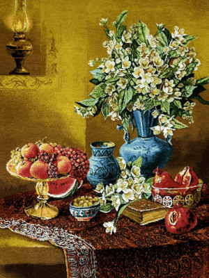 تابلو فرش تبریز طرح شب یلدا سایز 55*70