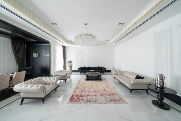 فرش پشم ابریشم ربات بافت طرح مدرن کد 2000236 - Image 5