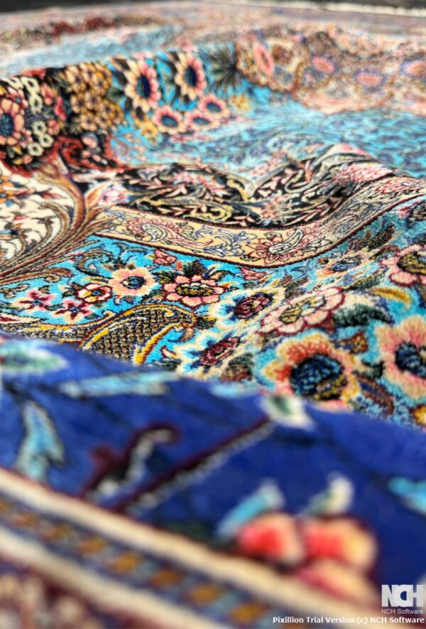 فرش تمام ابریشم ربات بافت لچک ترنجی مربع کد 2000264 - Image 4