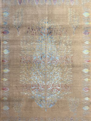 فرش ربات بافت پشم ابریشم نقشه درخت سرویی کد 2000769