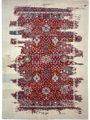 فرش ربات بافت هزارگل 40 رج پشم و بنبوسيلک کد 2002723