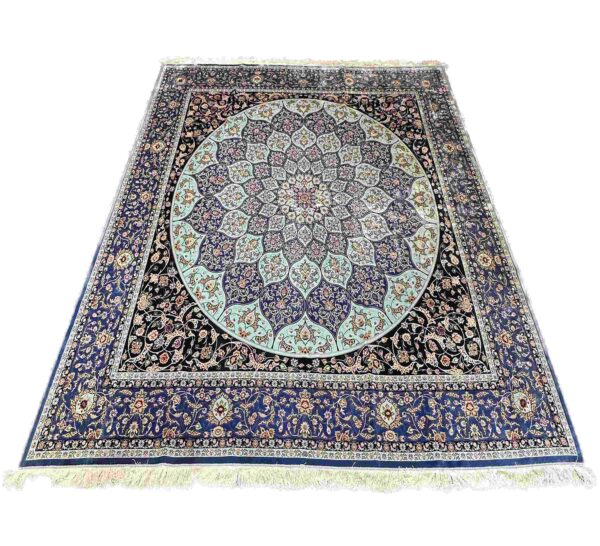 فرش تمام ابریشم ربات بافت 70رج نقشه گنبد شهسوارپور کد 2000098 - Image 4