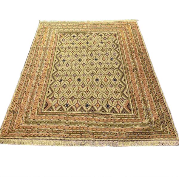 فرش دست بافت گلیم پشم مربع نقشه خشتی 40 رج کد 2000040 - Image 4