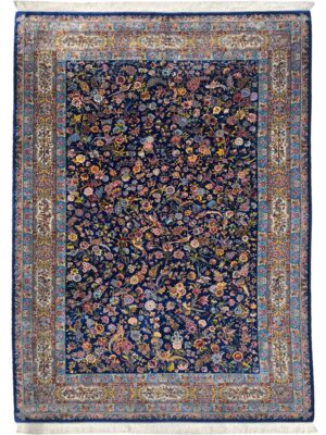 فرش ربات بافت پشم ابریشم تبریز نقشه باغ پرندگان 70رج کد 2001684