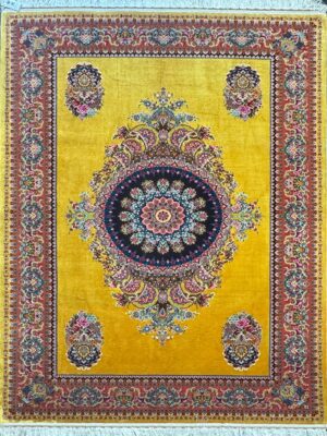 فرش دست بافت مستطیل کف ساده 60 رج 85 درصد ابریشم