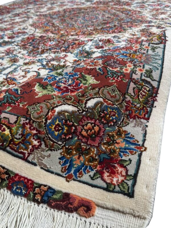 فرش دست بافت مستطیل خطیبی 35 رج کرک و ابریشم - Image 2