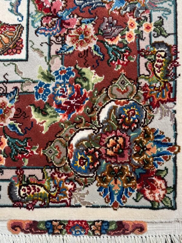 فرش دست بافت مستطیل خطیبی 35 رج کرک و ابریشم - Image 3
