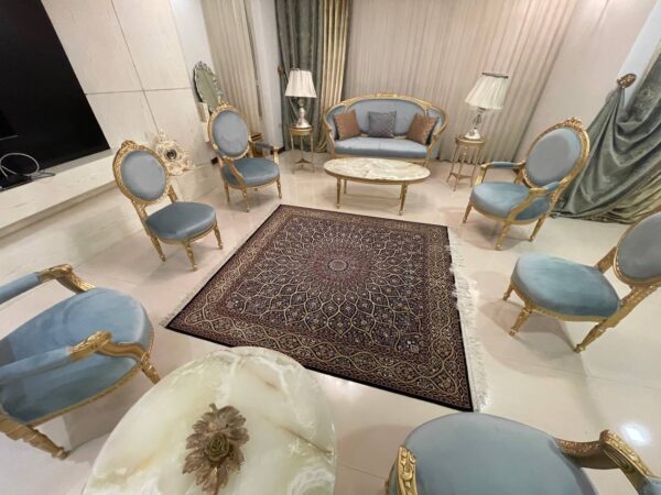 فرش دست بافت اصفهان مربع گنبدی 50 رج کرک و ابریشم کد 2002393 - Image 4