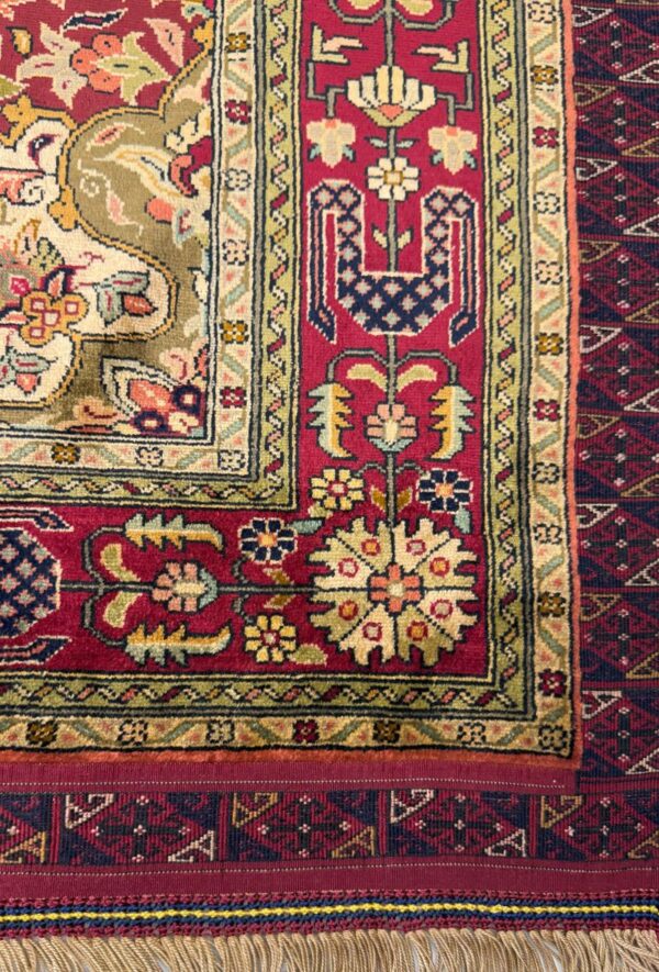 دست بافت  مستطیل  لچک ترنچی کف ساده 90 رج تمام ابریشم - Image 3
