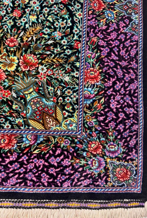 فرش دست بافت مربع گنبدی محمدی 80 رج تمام ابریشم - Image 4