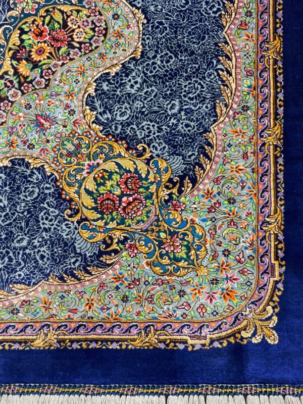 فرش دست بافت مستطیل لچک ترنجی نعیمی 70 رج تمام ابریشم - Image 5