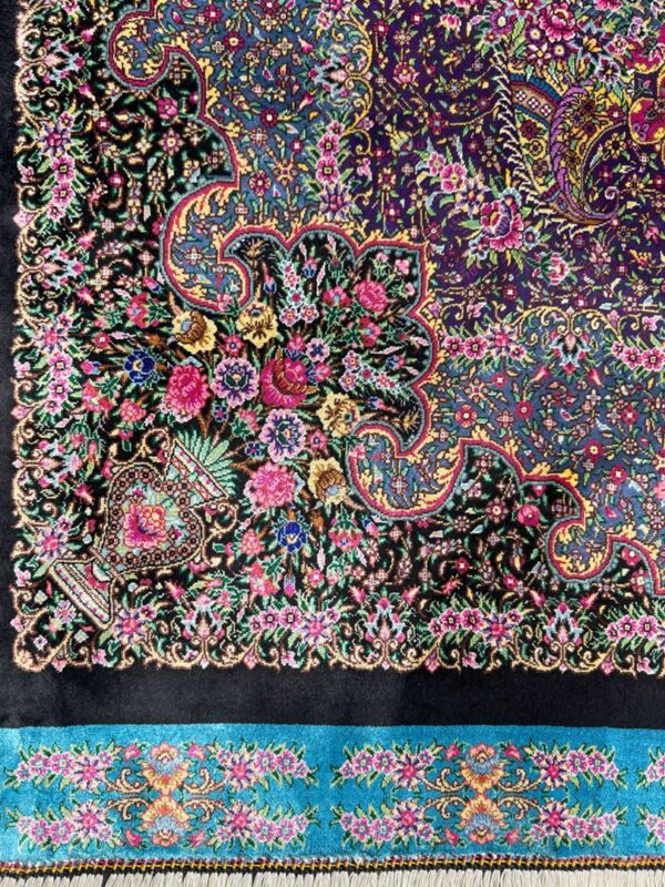 فرش دست بافت مستطیل گلریز - ذبیهی 80 رج تمام ابریشم - Image 2
