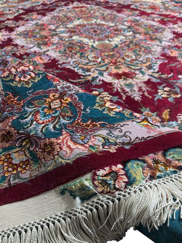 فرش دست بافت مستطیل خطیبی 70 رج کرک و ابریشم - Image 2