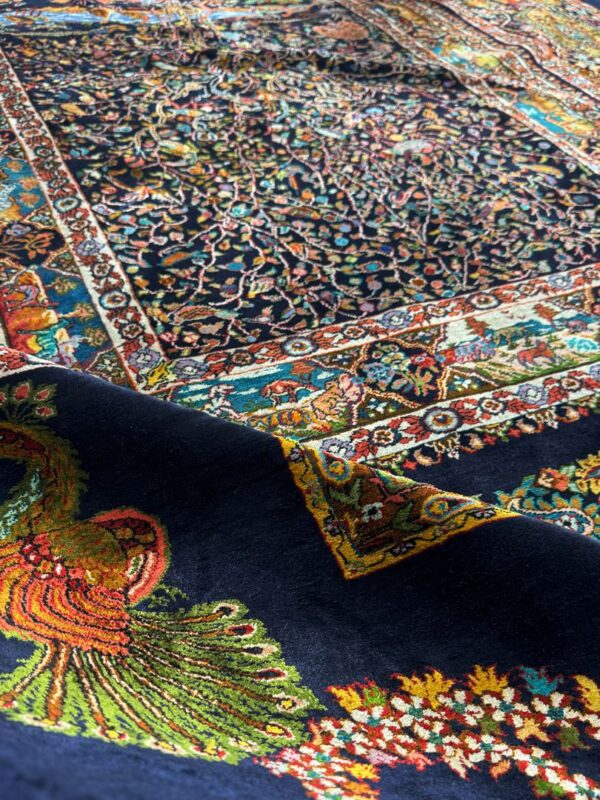 فرش دست بافت مستطیل باغ بهشت 90 رج تمام ابریشم - Image 2