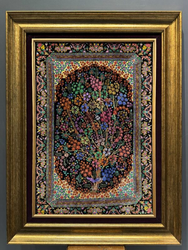 تابلو فرش درخت زندگی 50 رج کرک و ابریشم کد 2003271 - Image 2