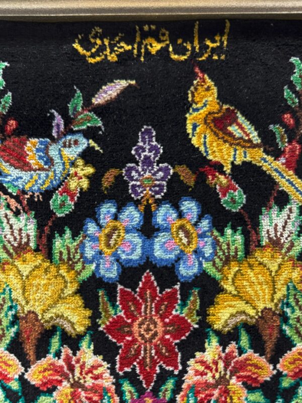 تابلو فرش دست بافت گلدان احمدی 80 رج تمام ابریشم کد 2003095 - Image 3