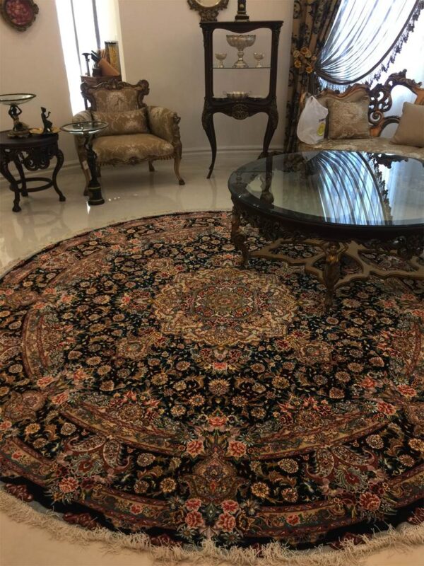 دست بافت تبریز دایره سالاری 60 رج کرک و ابریشم کد 2003164 - Image 5