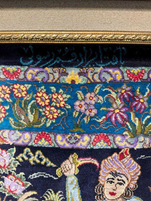 تابلو فرش قم شکارگاه 80 رج تمام ابریشم کد 2003273 - Image 3