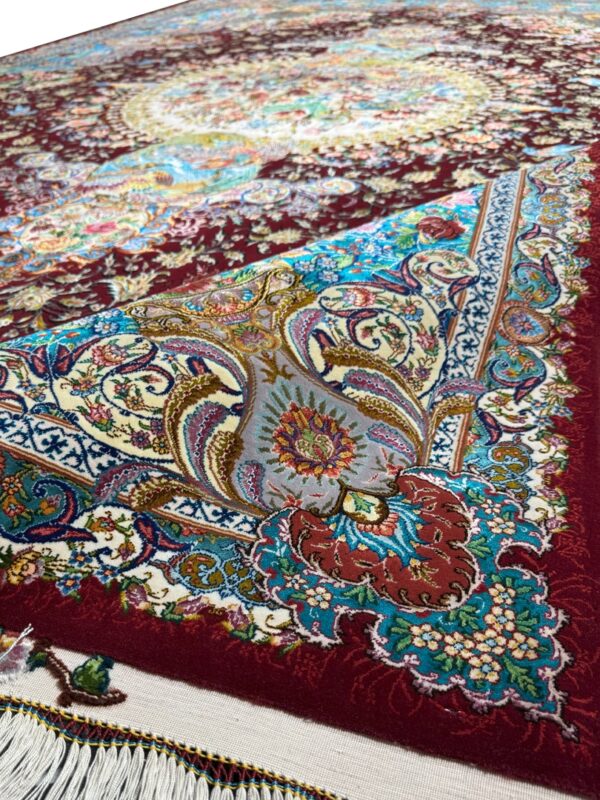 فرش دست بافت مستطیل  جعفر پاسبان 60 رج کرک و ابریشم کد 2002496 - Image 2