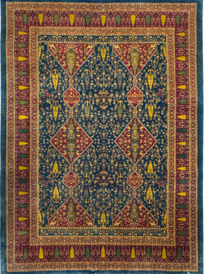 فرش دست بافت پشم ابریشم نقشه  چهارسرو یکسره  40 رج کد 2003315