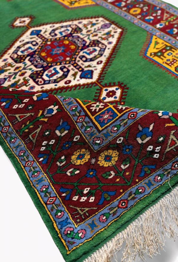ذرع و نیم دست بافت پشم ابریشم کف ساده کرمان 40 رج کد 2003329 - Image 4