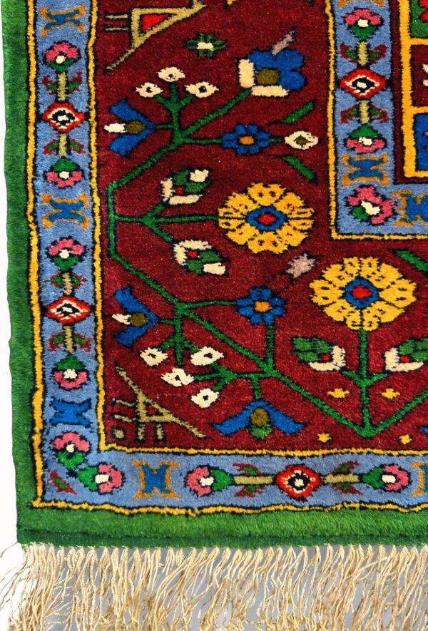 ذرع و نیم دست بافت پشم ابریشم کف ساده کرمان 40 رج کد 2003329 - Image 2