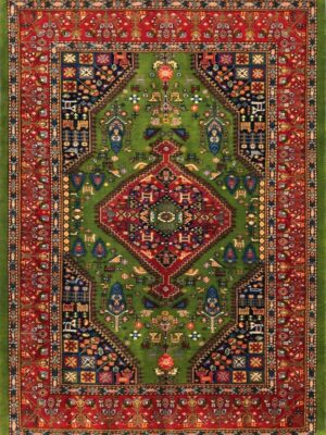 قالیچه دست بافت قشقایی پشم ابریشم نقشه سروی ترنجی 40 رج کد:2003331