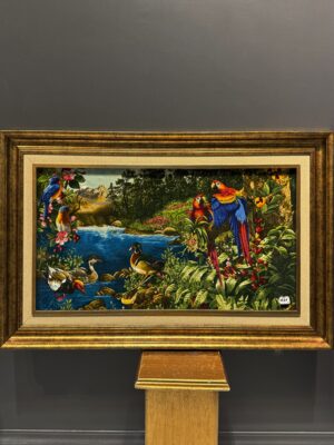 تابلو فرش تبريز منظره طوطي 50 رج مستطیل کد 2003261