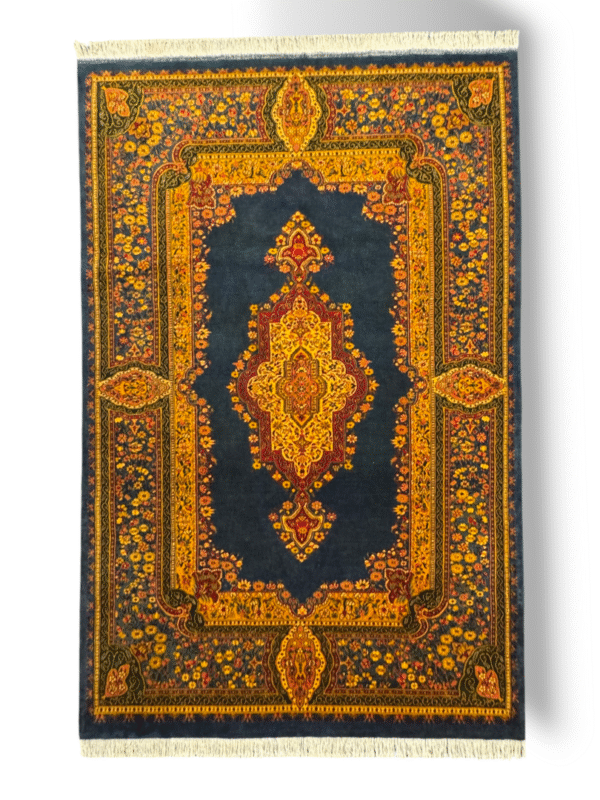 فرش دست بافت پشم ابریشم قشقایی کف ساده کرمان  40 رجکد 2003322 - Image 2
