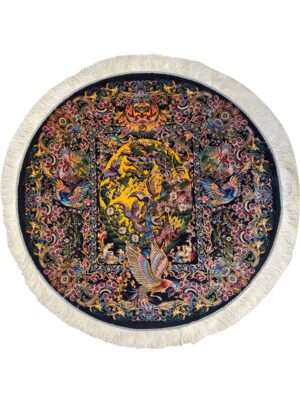 فرش ربات بافت دایره  70 ابريشم و بنبوسيلک کد 2000285