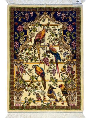 فرش ربات مستطیل طرح باغ پرندگان کد 2000337