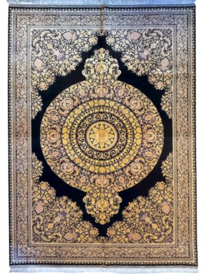 فرش ربات بافت طرح ورساچه 70رج  ابريشم و بنبوسيلک کد 2000644