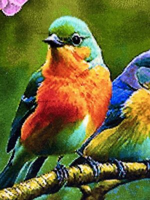 تابلو فرش مستطیل باغ پرندگان 50 رج کرک و ابریشم کد 2001736