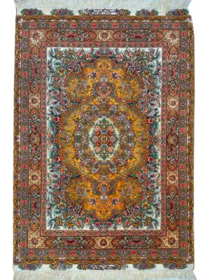 فرش دست بافت تبریز نوین فر 60 رج دو کف ابریشم کد 2001810