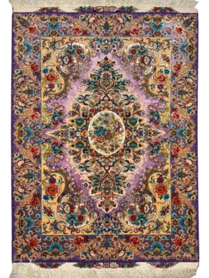 فرش دست بافت تبریز  خطیبی 50 رج دو کف ابریشم کد 2001819