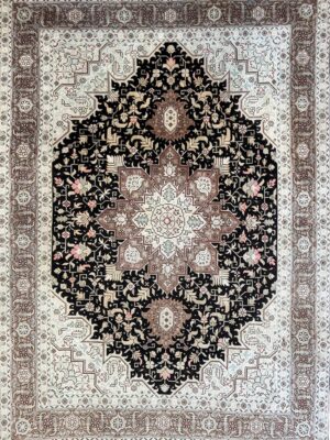 فرش دست بافت تبریز مستطیل هریس 50 رج -چله نخ کد 2001831