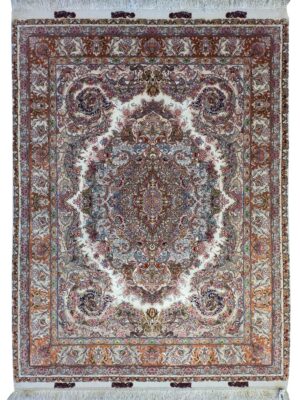 فرش دست بافت مستطیل نوین فر 60 رج چله ابریشم کد 2001839