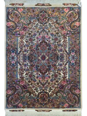 فرش دست بافت مستطیل سالاری 40 رج کرک و ابریشم کد 2001842