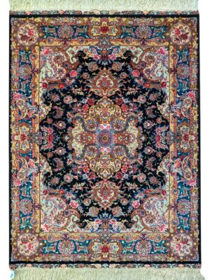 فرش دست بافت مستطیل سالاری 50 رج کرک و ابریشم کد 2001843