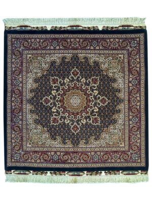 فرش دست بافت مربع ریز ماهی عبدالهی  50 رج کرک و ابریشم کد 2001844