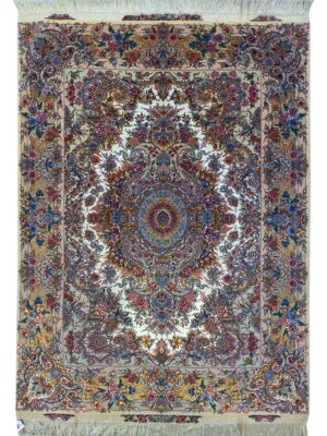 فرش دست بافت تبریز مستطیل خطیبی 60 رج چله ابریشم کد 2001846