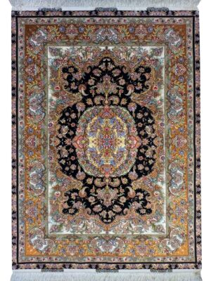 فرش دست بافت مستطیل اولیا 50 رج کرک و ابریشم کد 2001853