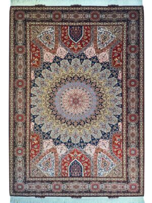 فرش دست بافت مستطیل گنبدی 50 رج -چله نخ کد 2001862