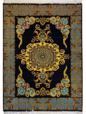 فرش دست بافت تبریز مستطیل ورساچه 50 رج کرک چله ابریشم کد 2001872