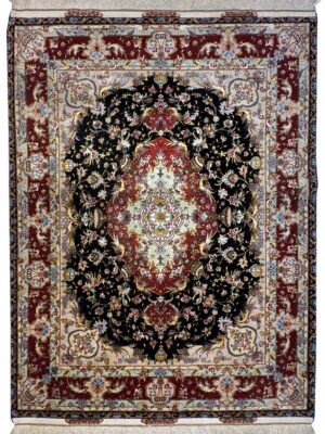 فرش دست بافت مستطیل نشاط 50 رج چله ابریشم کد 2001883