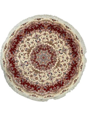 فرش دست بافت تبریز دایره  اولیا 50 رج کرک و ابریشم کد 2002011