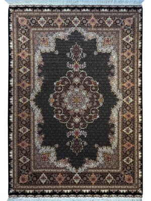 فرش دست بافت ریز ماهی شمس 40 رج کرک و ابریشم کد 2002013