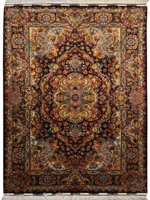 فرش دست بافت مستطیل سالاری 80 رج کرک و ابریشم کد 2002016